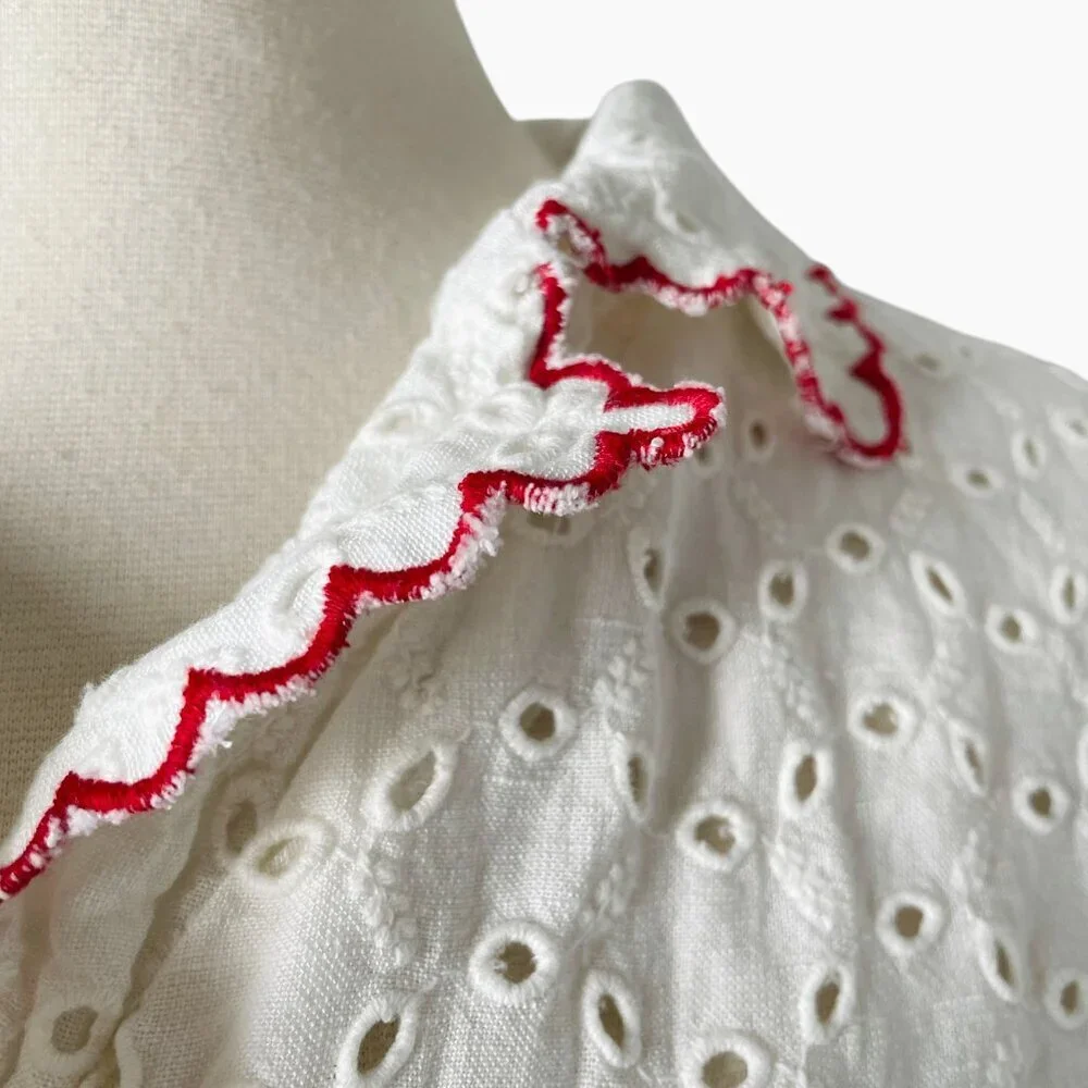 Rouje Paris Aneth White Eyelet Button Shirt Blouse Top - Picture 3 of 8